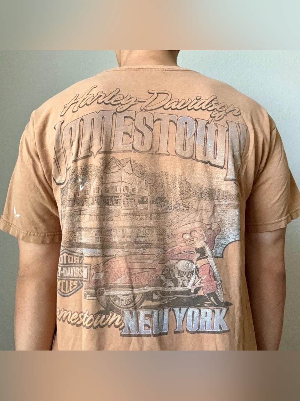 Vintage 2000s Harley-Davidson Hometown New York Graphics Brown T-Shirt